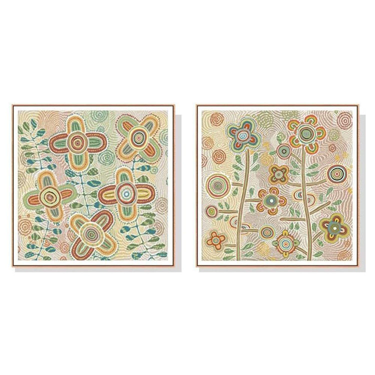 Wall Art 100cmx100cm Lovely Pattern II 2 Sets Wood Frame Canvas