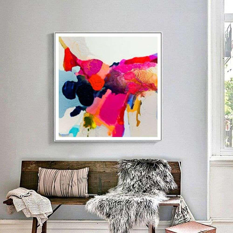 Wall Art 100cmx100cm Reach In White Frame Canvas