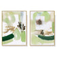 Wall Art 100cmx150cm Abstract Green Mint 2 Sets Gold Frame Canvas