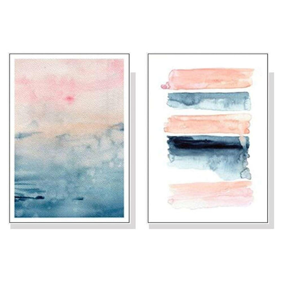 Wall Art 100cmx150cm Abstract Pink 2 Sets White Frame Canvas - Magdasmall