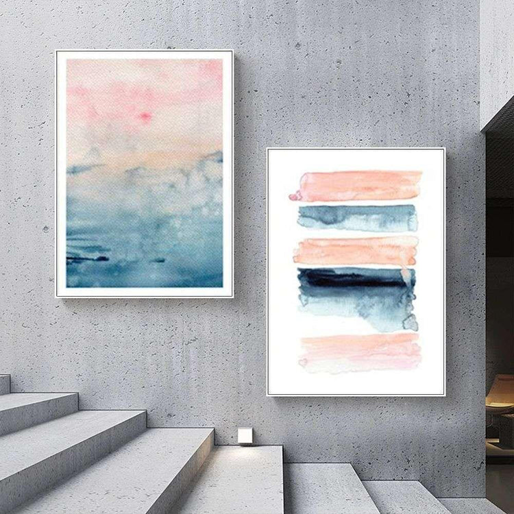 Wall Art 100cmx150cm Abstract Pink 2 Sets White Frame Canvas - Magdasmall