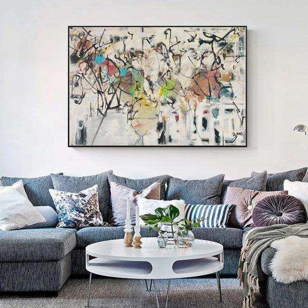 Wall Art 100cmx150cm Abstract White Dream Black Frame Canvas - Magdasmall