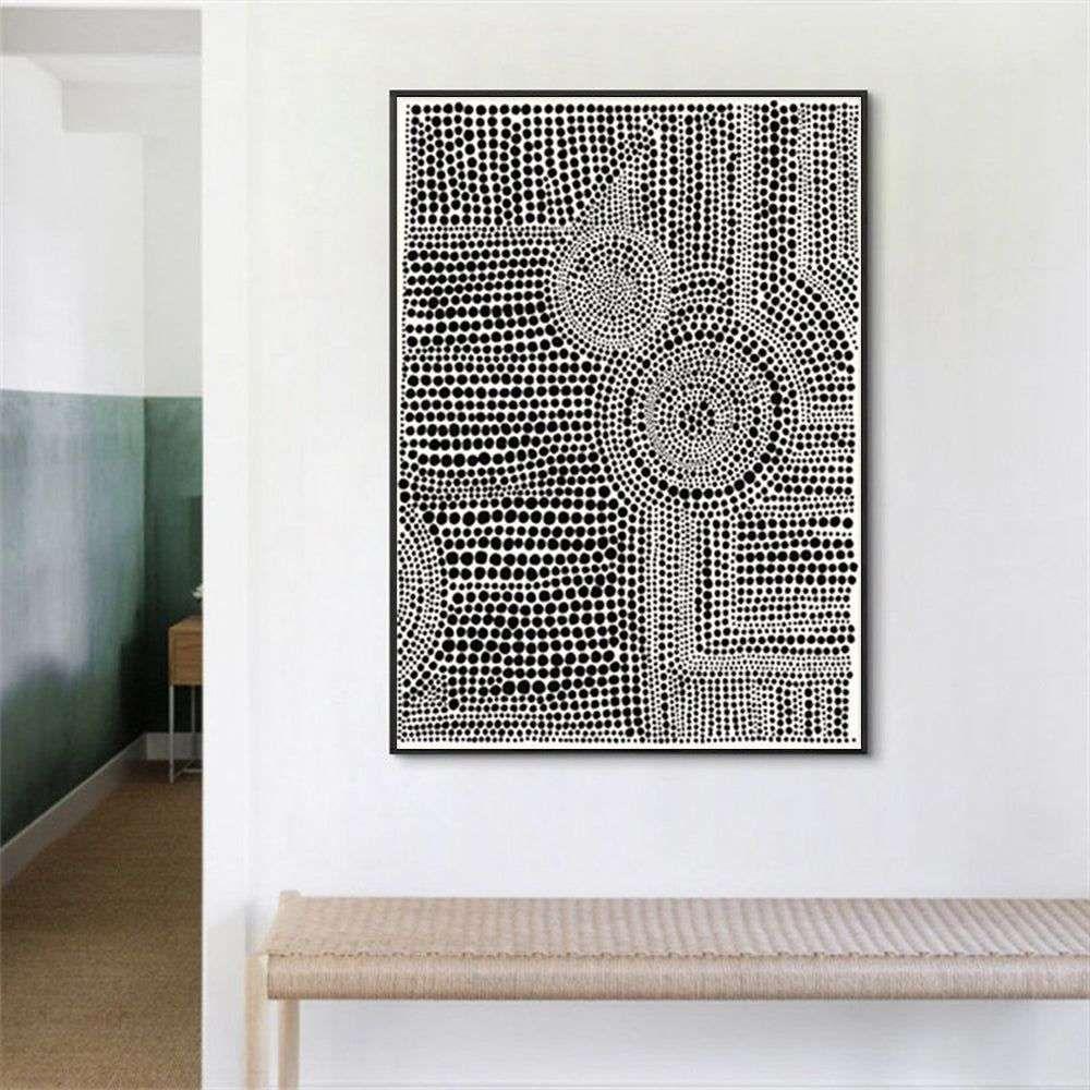 Wall Art 100cmx150cm Clustered Dots A Black Frame Canvas - Magdasmall