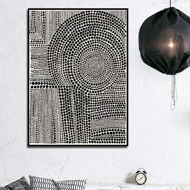 Wall Art 100cmx150cm Clustered Dots B Black Frame Canvas - Magdasmall