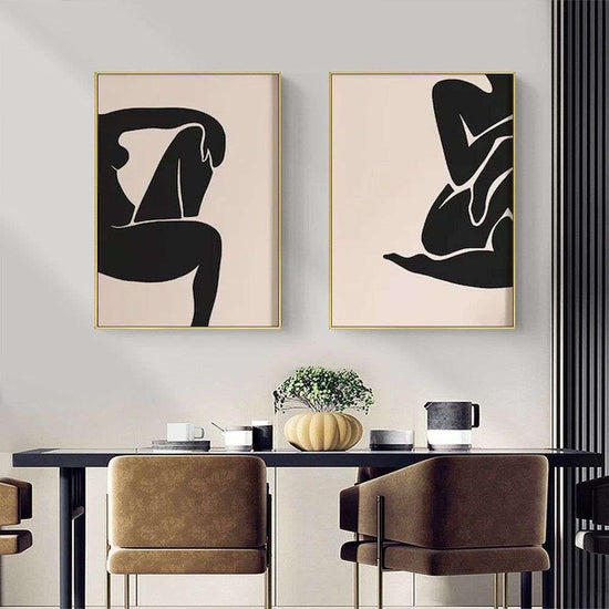 Wall Art 100cmx150cm Female Figure 2 Sets Gold Frame Canvas - Magdasmall