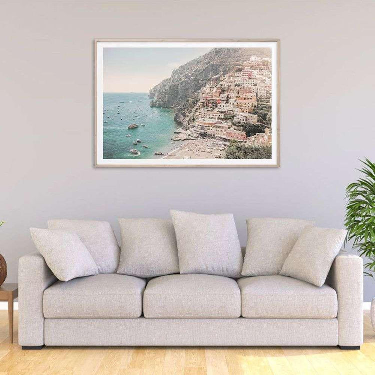 Wall Art 100cmx150cm Italy Amalfi Coast Wood Frame Canvas - Magdasmall