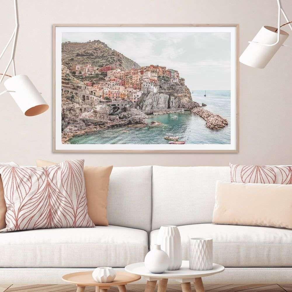 Wall Art 100cmx150cm Italy Cinque Terre Wood Frame Canvas - Magdasmall