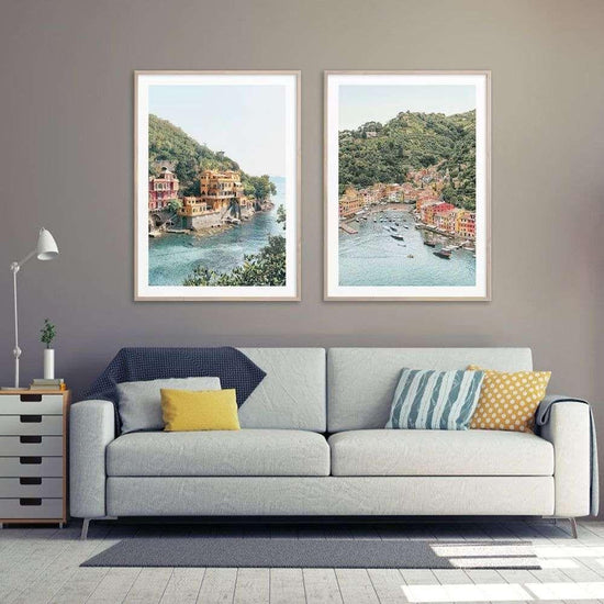 Wall Art 100cmx150cm Italy Coast 2 Sets Wood Frame Canvas - Magdasmall