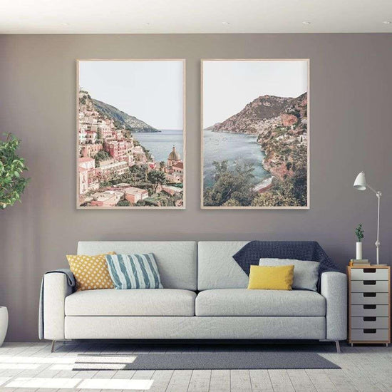 Wall Art 100cmx150cm Italy Positano 2 Sets Wood Frame Canvas - Magdasmall