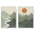 Wall Art 100cmx150cm Sage Green River Mountain 2 Sets White Frame Canvas - Magdasmall