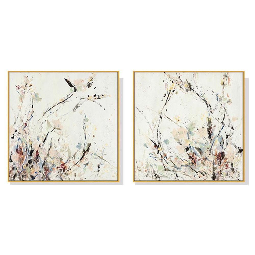 Wall Art 40cmx40cm Afternoon Walk 2 Sets Gold Frame Canvas - Magdasmall