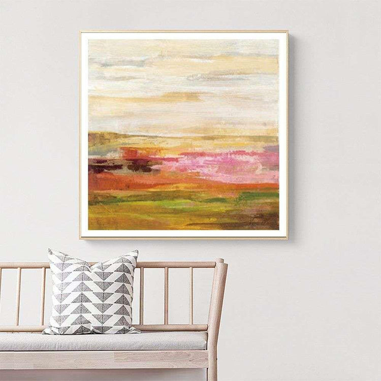 Wall Art 40cmx40cm Blooming Field Gold Frame Canvas - Magdasmall