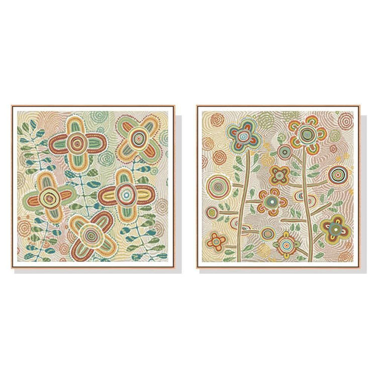 Wall Art 40cmx40cm Lovely Pattern II 2 Sets Wood Frame Canvas - Magdasmall