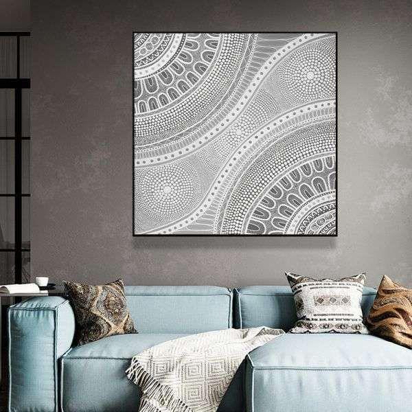 Wall Art 40cmx40cm Nayiri Bami Black Frame Canvas - Magdasmall