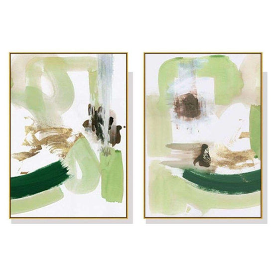 Wall Art 40cmx60cm Abstract Green Mint 2 Sets Gold Frame Canvas - Magdasmall