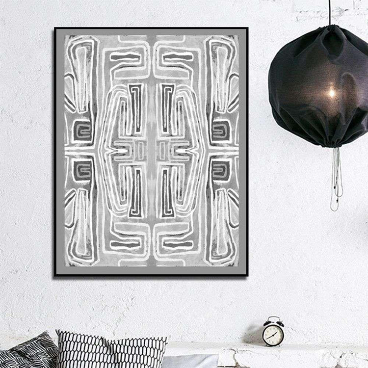 Wall Art 40cmx60cm Abstract Mountain Black Frame Canvas - Magdasmall