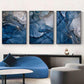 Wall Art 40cmx60cm Blue Gold Marble 3 Sets Black Frame Canvas - Magdasmall