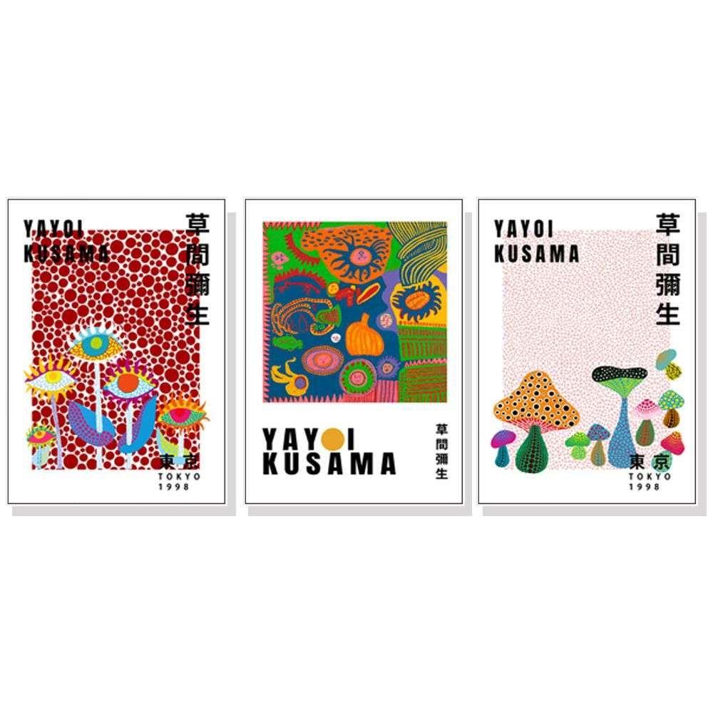 Wall Art 40cmx60cm By Yayoi Kusama 3 Sets White Frame Canvas - Magdasmall