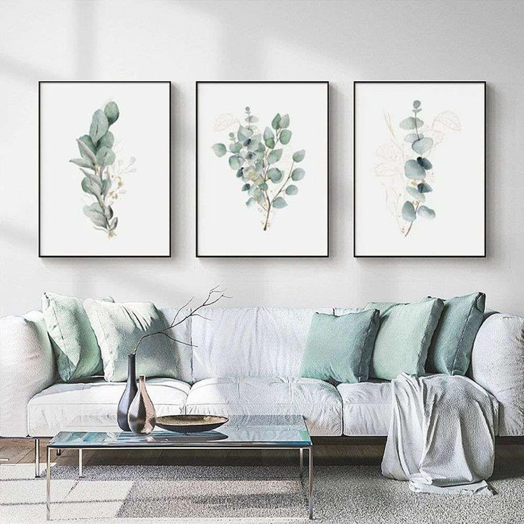 Wall Art 40cmx60cm Eucalyptus Plant  3 Sets Black Frame Canvas - Magdasmall