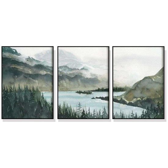 Wall Art 40cmx60cm Landscape 3 Sets Black Frame Canvas - Magdasmall