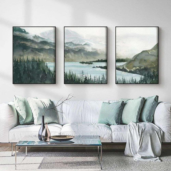 Wall Art 40cmx60cm Landscape 3 Sets Black Frame Canvas - Magdasmall