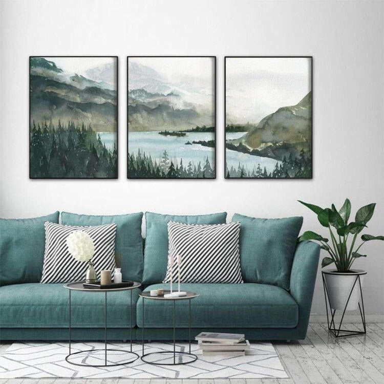 Wall Art 40cmx60cm Landscape 3 Sets Black Frame Canvas - Magdasmall