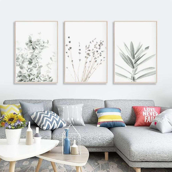 Wall Art 40cmx60cm Lavender Eucalyptus 3 Sets Wood Frame Canvas - Magdasmall