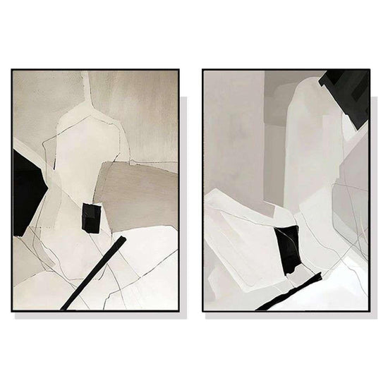 Wall Art 40cmx60cm Modern Abstract 2 Sets Black Frame Canvas - Magdasmall