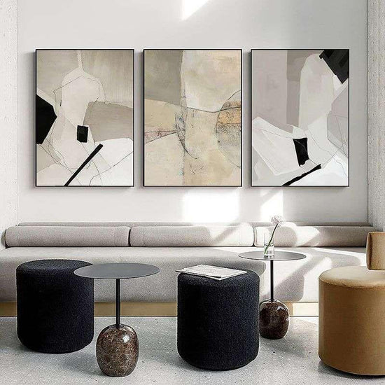 Wall Art 40cmx60cm Modern Abstract 3 Sets Black Frame Canvas - Magdasmall