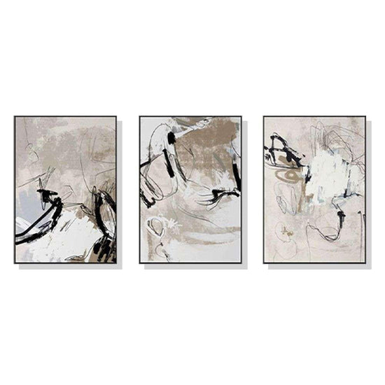 Wall Art 40cmx60cm Modern Abstract Beige 3 Sets Black Frame Canvas - Magdasmall