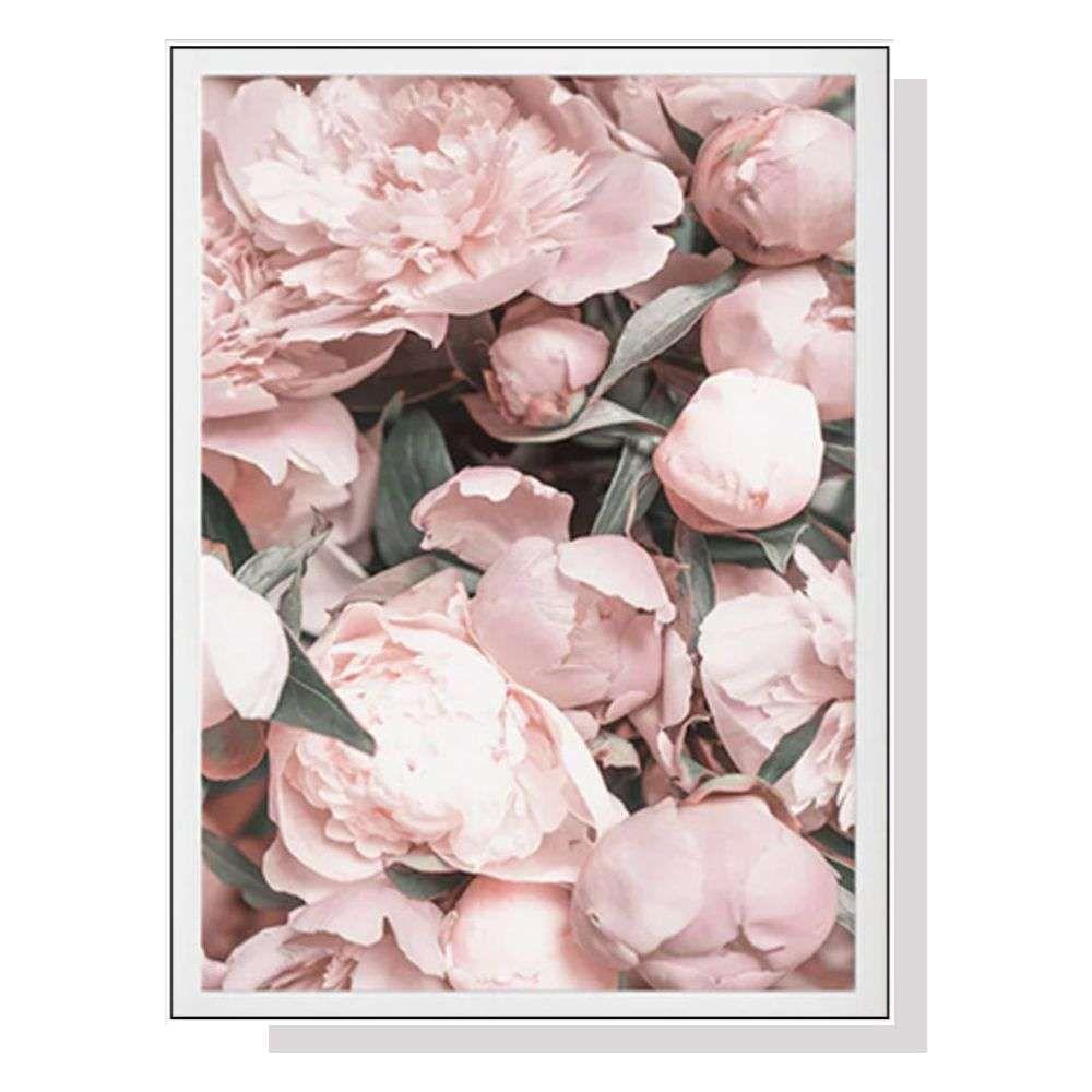 Wall Art 40cmx60cm Peony White Frame Canvas - Magdasmall