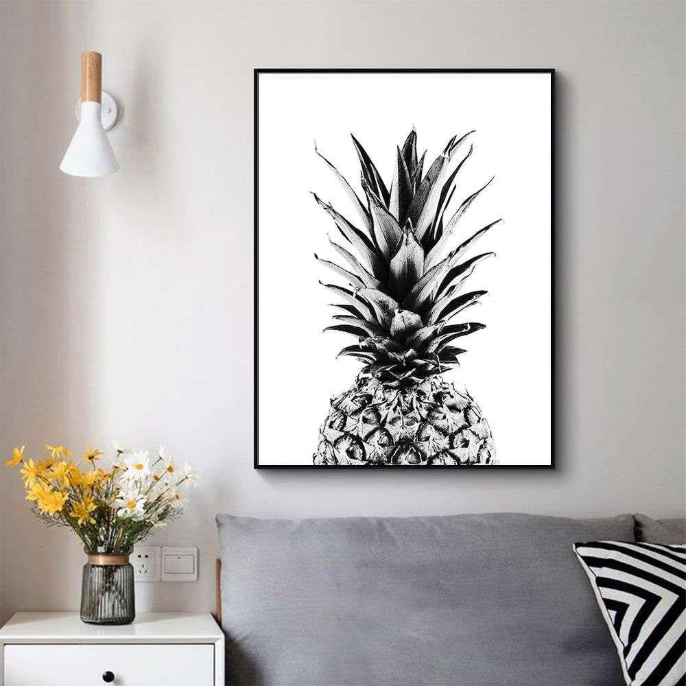 Wall Art 40cmx60cm Pineapple Black Frame Canvas - Magdasmall