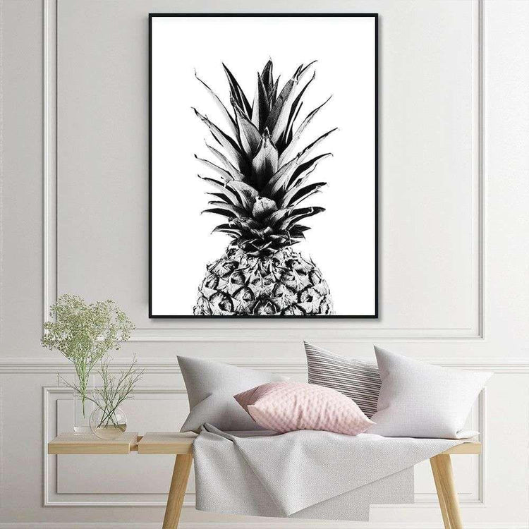 Wall Art 40cmx60cm Pineapple Black Frame Canvas - Magdasmall