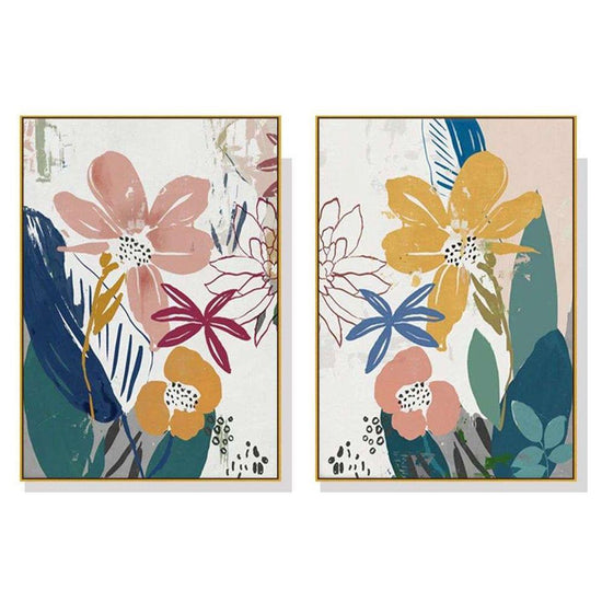 Wall Art 40cmx60cm Summer Smile 2 Sets Gold Frame Canvas - Magdasmall