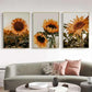 Wall Art 40cmx60cm Sunflower 3 Sets Gold Frame Canvas - Magdasmall