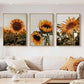 Wall Art 40cmx60cm Sunflower 3 Sets Gold Frame Canvas - Magdasmall