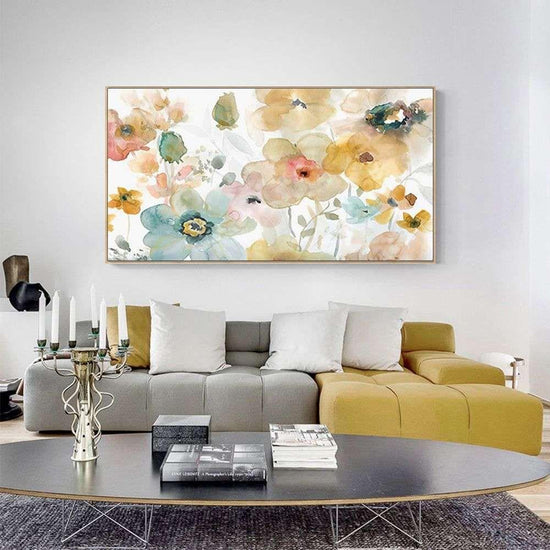 Wall Art 40cmx80cm Floral Watercolor Style Wood Frame Canvas - Magdasmall