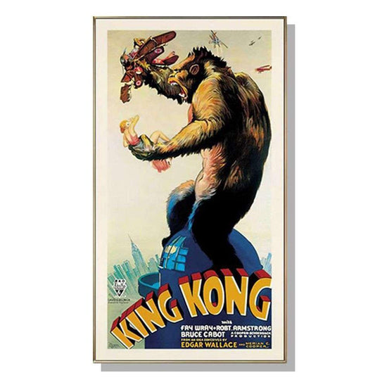 Wall Art 40cmx80cm King Kong 1933 Gold Frame Canvas - Magdasmall