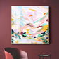 Wall Art 50cmx50cm Abstract Pink Mountain Hand Painted Style Gold Frame Canvas - Magdasmall