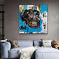 Wall Art 50cmx50cm Blue Head By Basquiat Black Frame Canvas