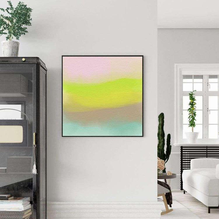 Wall Art 50cmx50cm Colorful Watercolor Black Frame Canvas