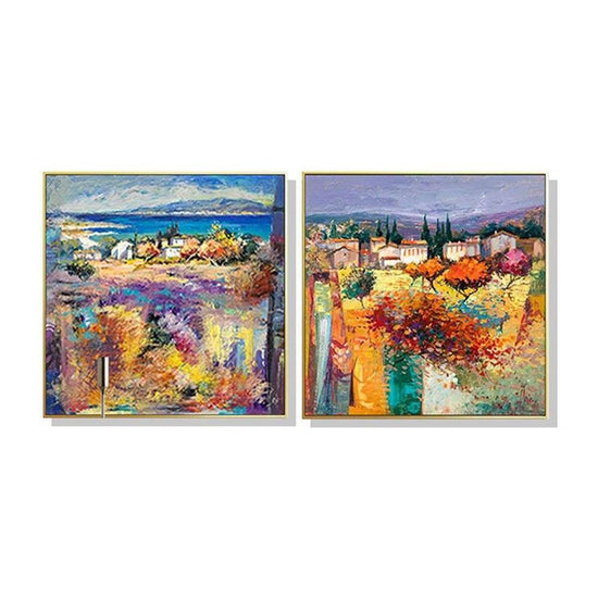 Wall Art 50cmx50cm Estate Italiana 2 Sets Gold Frame Canvas