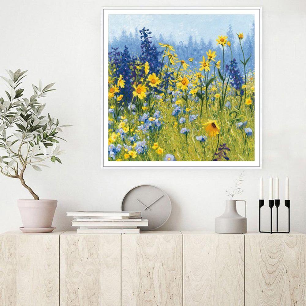 Wall Art 50cmx50cm Joyful In July White Frame Canvas - Magdasmall