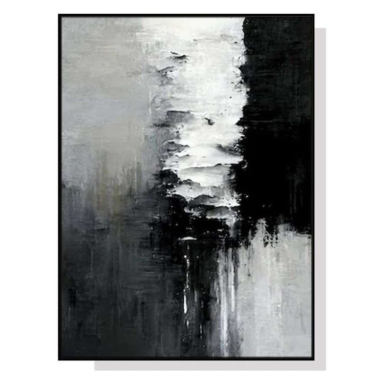 Wall Art 50cmx70cm Abstract Black White Artwork Black Frame Canvas - Magdasmall