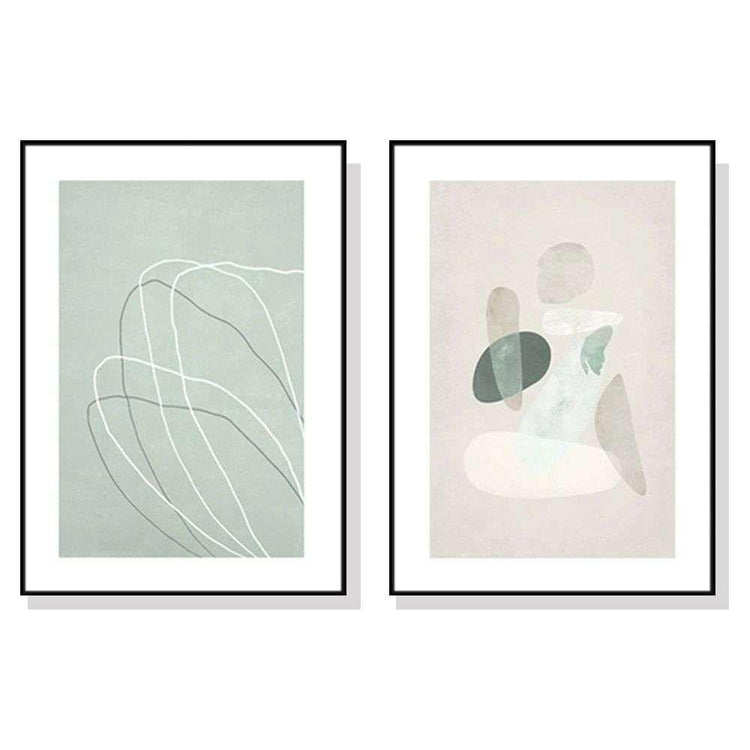 Wall Art 50cmx70cm Abstract body and lines 2 Sets Black Frame Canvas - Magdasmall