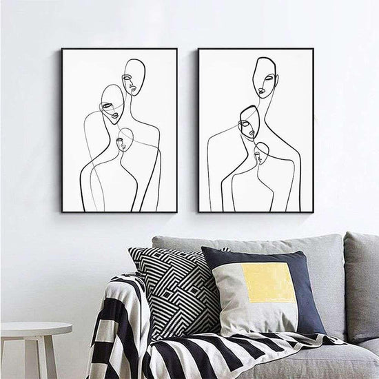 Wall Art 50cmx70cm Abstract Figures 2 Sets Black Frame Canvas - Magdasmall