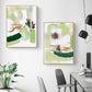 Wall Art 50cmx70cm Abstract Green Mint 2 Sets Gold Frame Canvas - Magdasmall