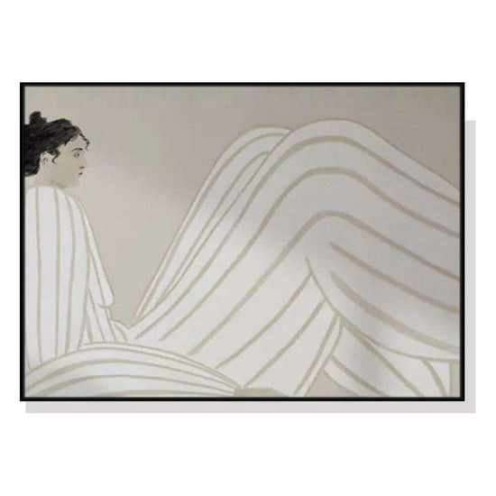 Wall Art 50cmx70cm Abstract Lady Black Frame Canvas - Magdasmall