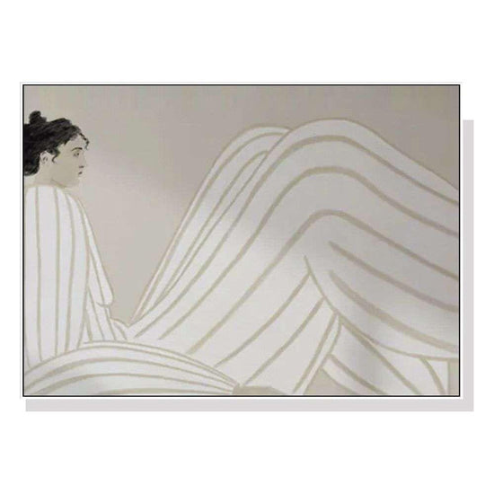 Wall Art 50cmx70cm Abstract Lady White Frame Canvas - Magdasmall