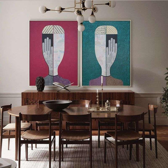 Wall Art 50cmx70cm Abstract Man And Woman 2 Sets Gold Frame Canvas - Magdasmall